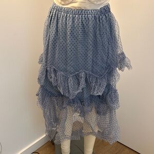 Eva Franco High-Low Blue Polka Dot Skirt
